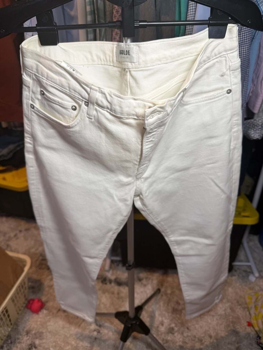 AGOLDE Denim Jeans Size 32 White Skinny Crop